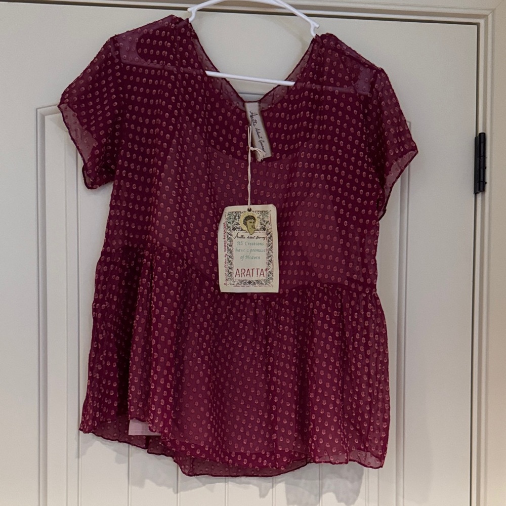 Aratta Deep Burgundy Sheer Blouse